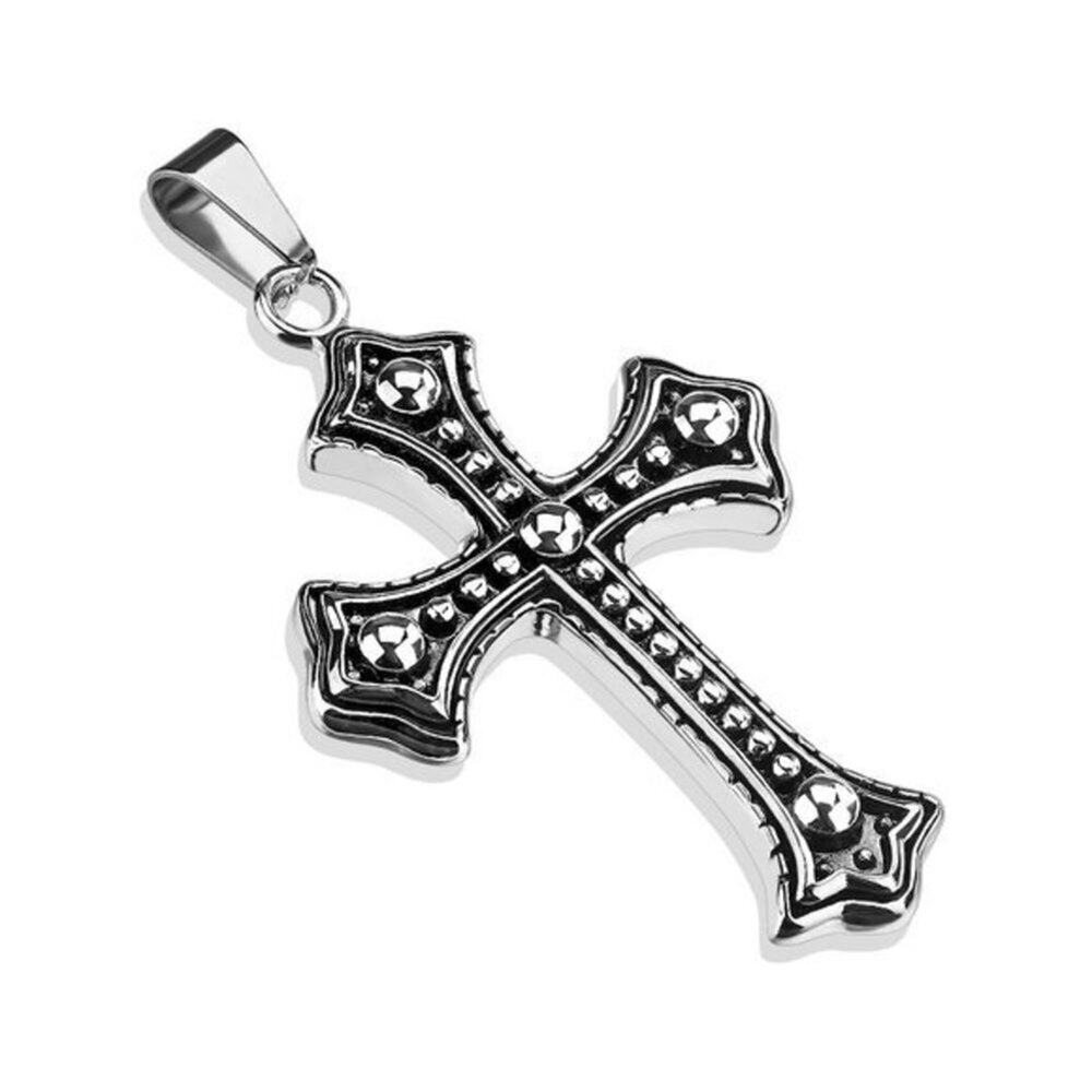 NWOT Metallic Ball Layered Cross 316L Stainless Steel Pendant